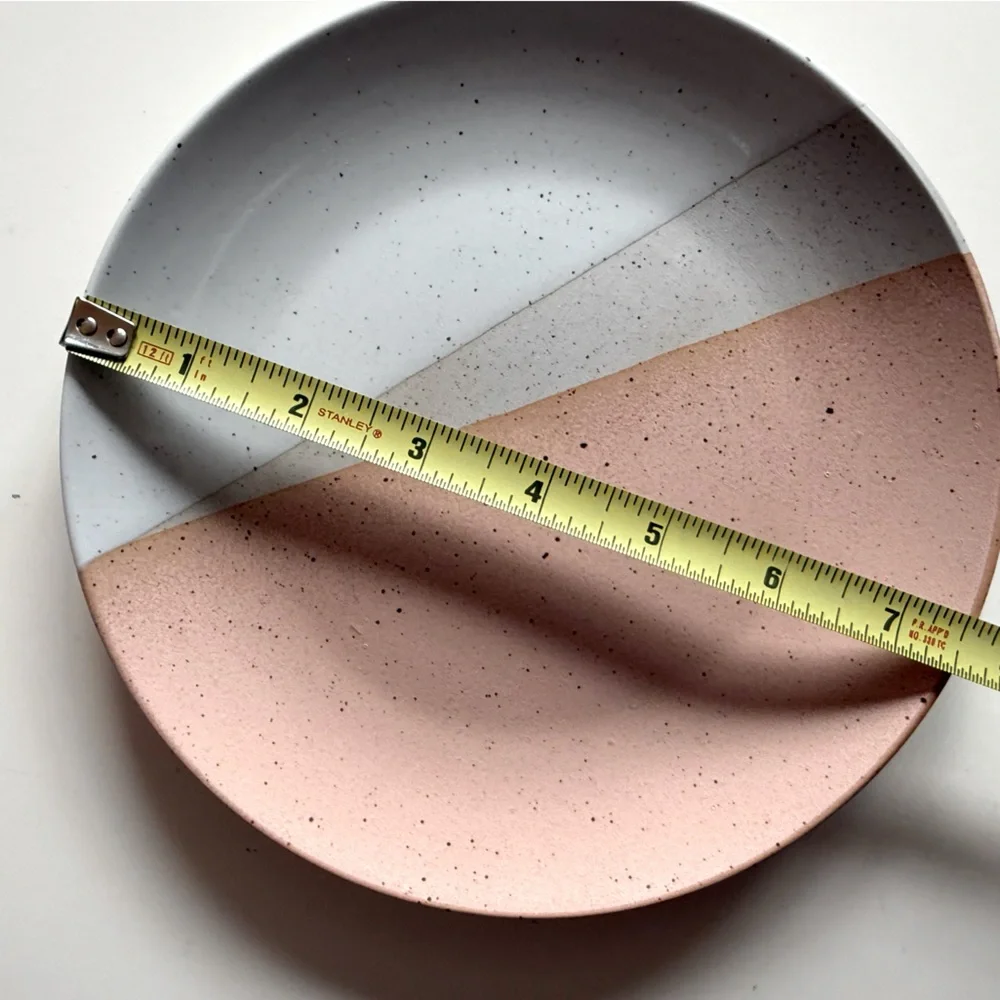 NWT Crate & Barrel Shae Salad Plate peach ivory grey speckled matte and glazed